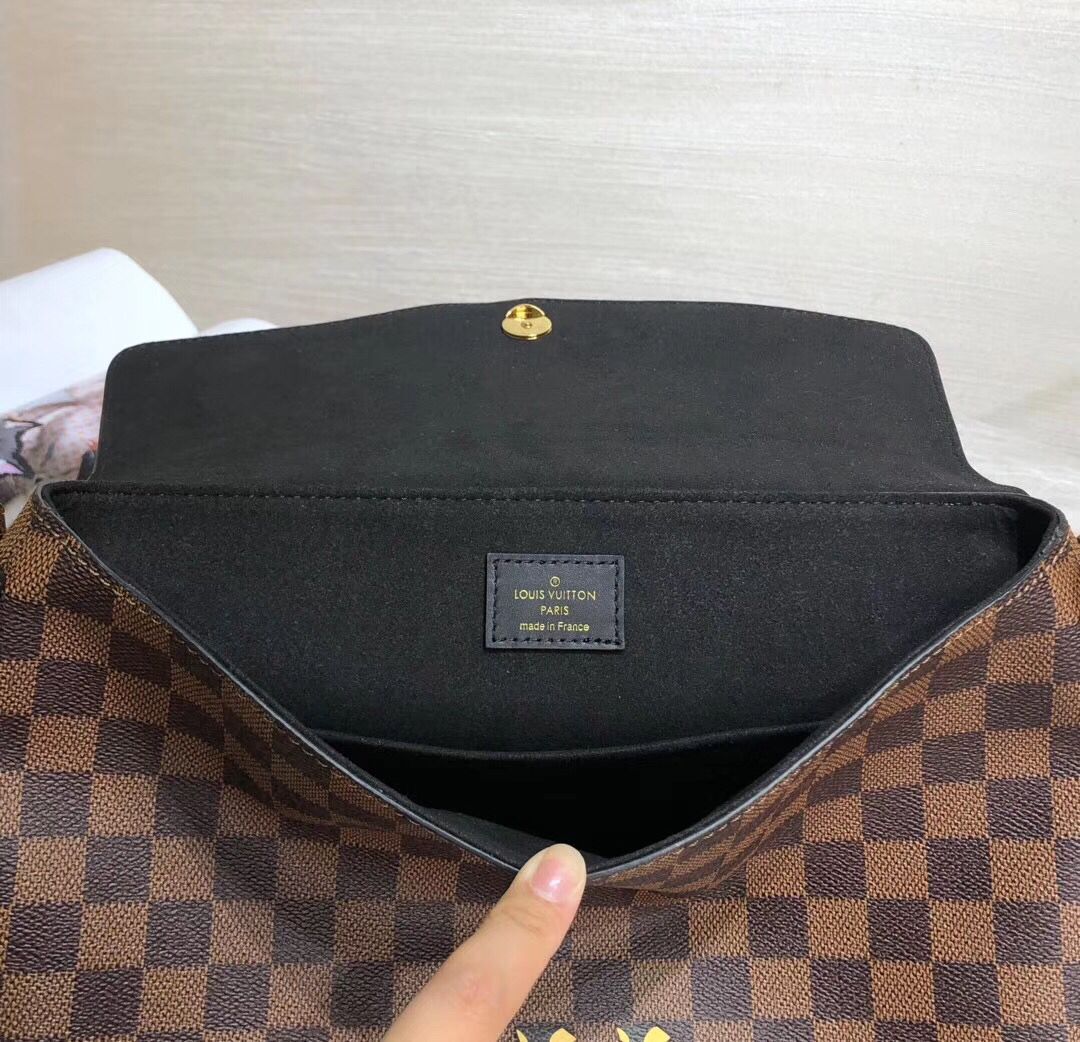 Louis Vuitton Damier Ebene Canvas Original Leather Beaubourg M40177 Black