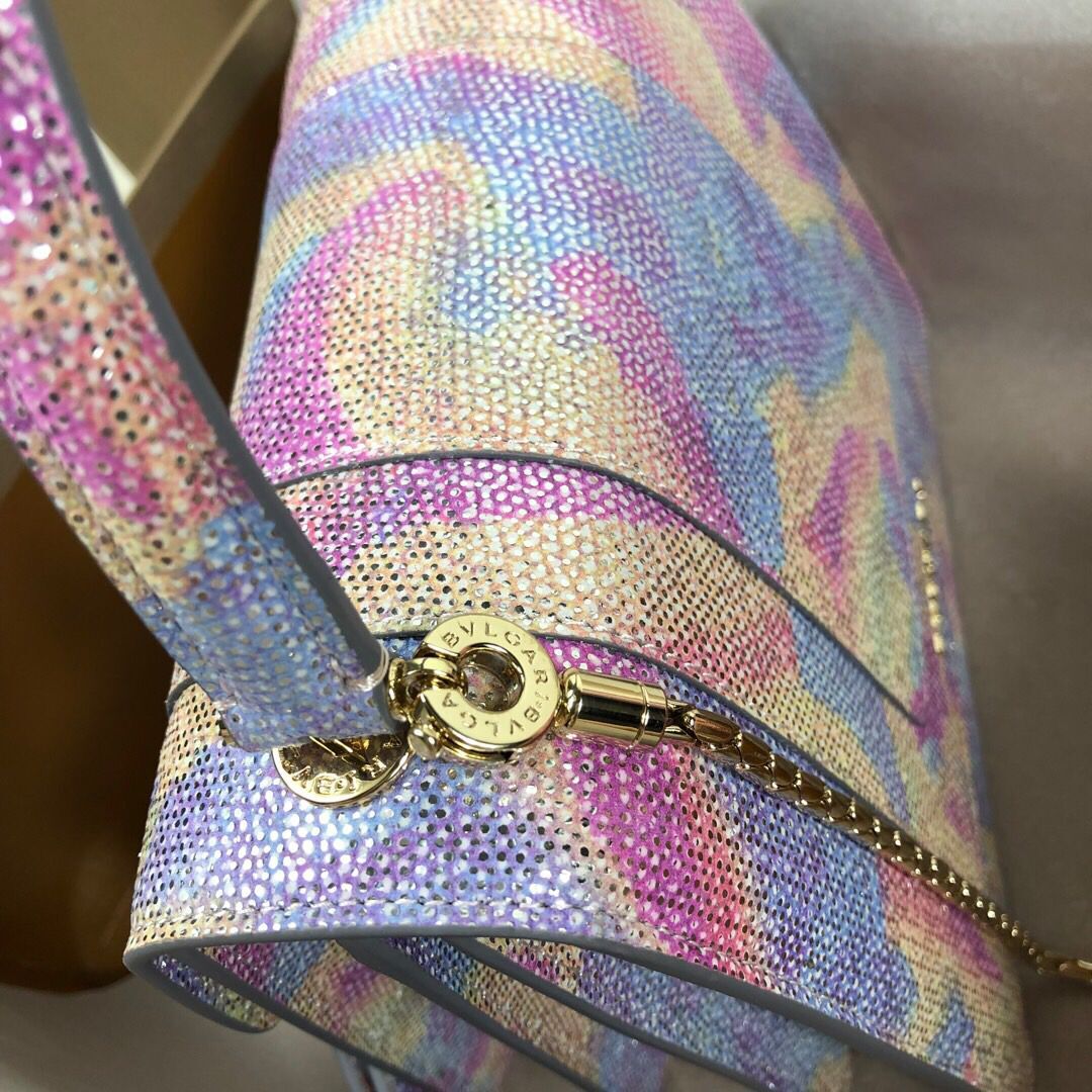 BVLGARI Serpenti Forever Metallic-leather Shoulder Bag 058962 Multicolor&Purple