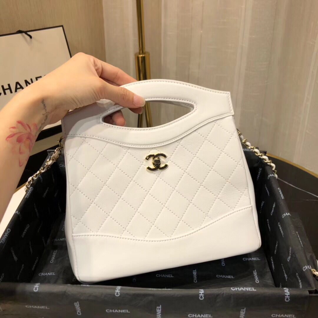 CHANEL Shopping Bag Mini Tote B57979 White