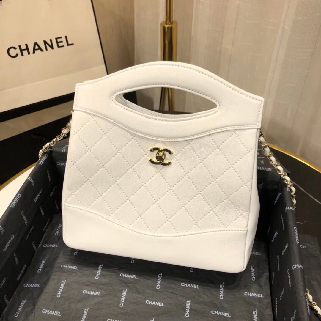 CHANEL Shopping Bag Mini Tote B57979 White