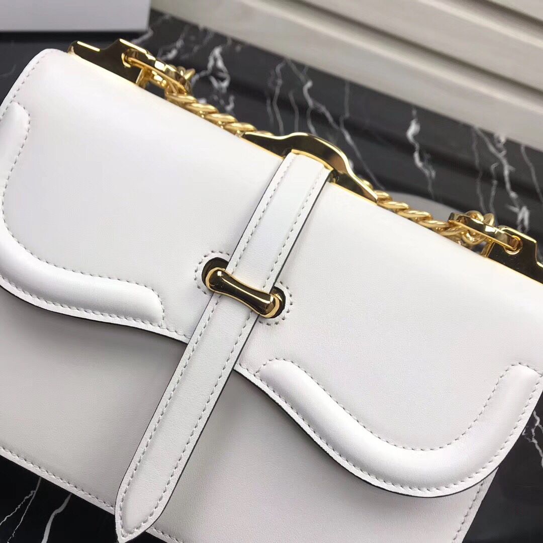 Prada Sidonie Leather Shoulder Bag 5677 White