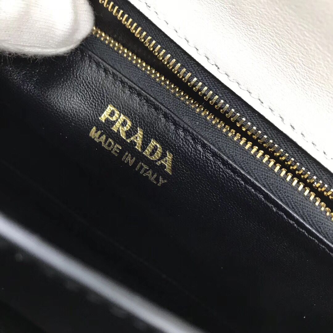 Prada Sidonie Leather Shoulder Bag 5677 White