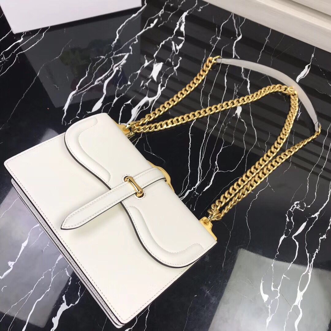 Prada Sidonie Leather Shoulder Bag 5677 White