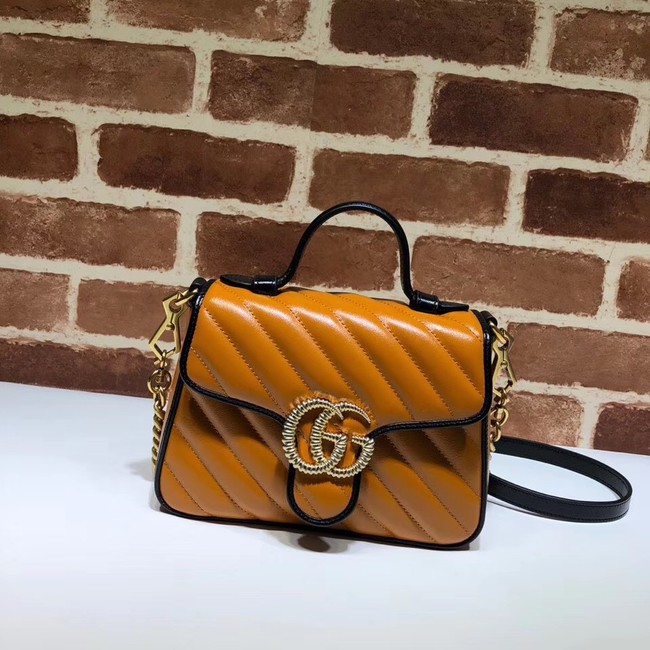 Gucci GG Marmont Mini Top Handle Bag 583571 Cognac