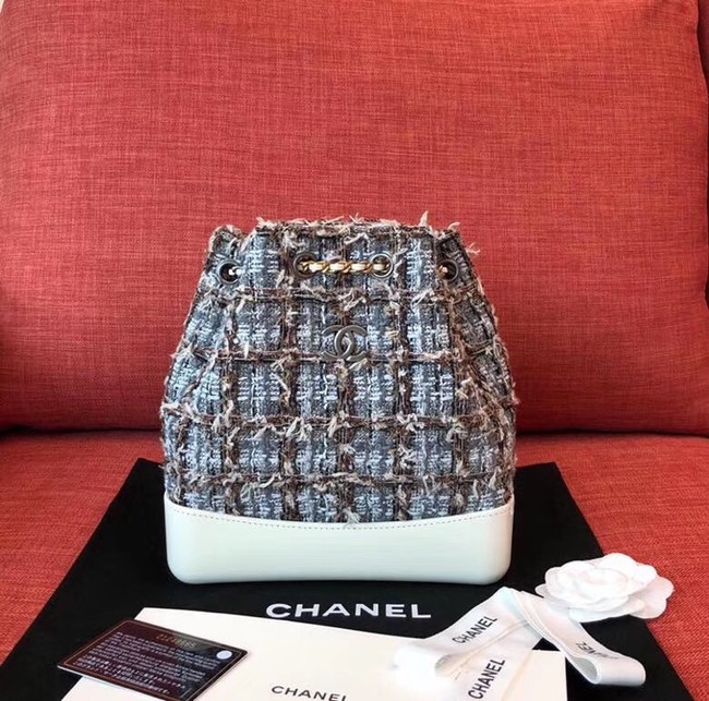 Chanel gabrielle Tweed small backpack A94485 white