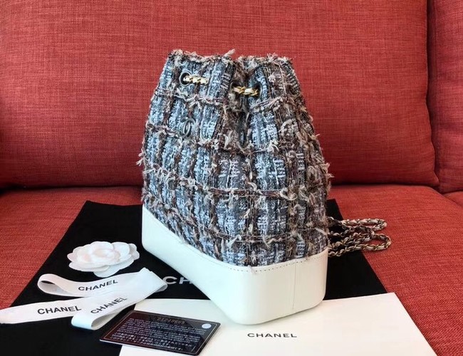 Chanel gabrielle Tweed small backpack A94485 white