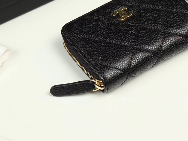 Chanel classic card holder Grained Calfskin & Gold-Tone Metal A69271 black