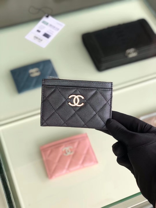 Chanel classic card holder Grained Calfskin & Gold-Tone Metal B31510 black