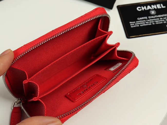 Chanel classic card holder Grained Calfskin & silver-Tone Metal A69271 black