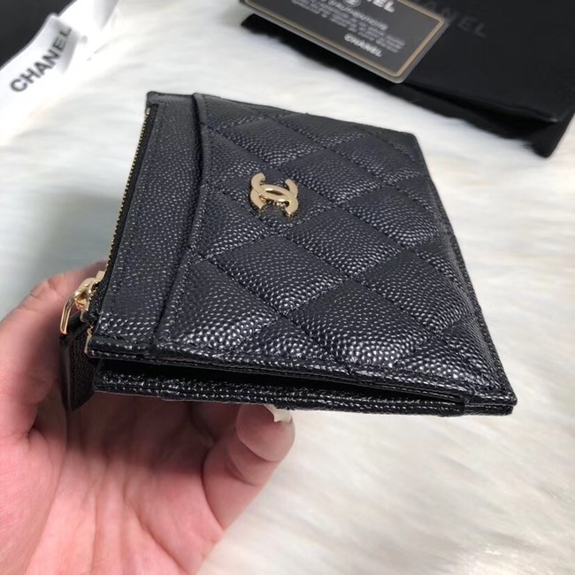 Chanel classic card holder Grained Calfskin & Gold-Tone Metal A84105 black
