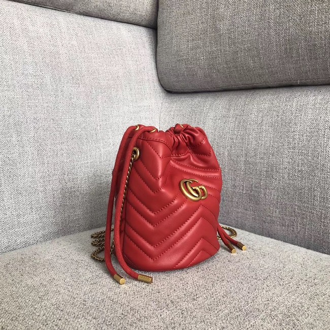 Gucci GG Marmont mini bucket bag 575163 Hibiscus red