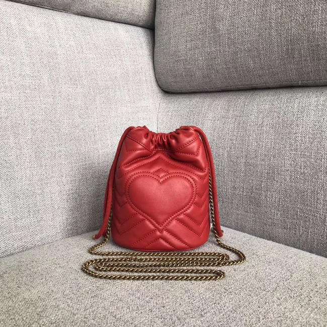 Gucci GG Marmont mini bucket bag 575163 Hibiscus red