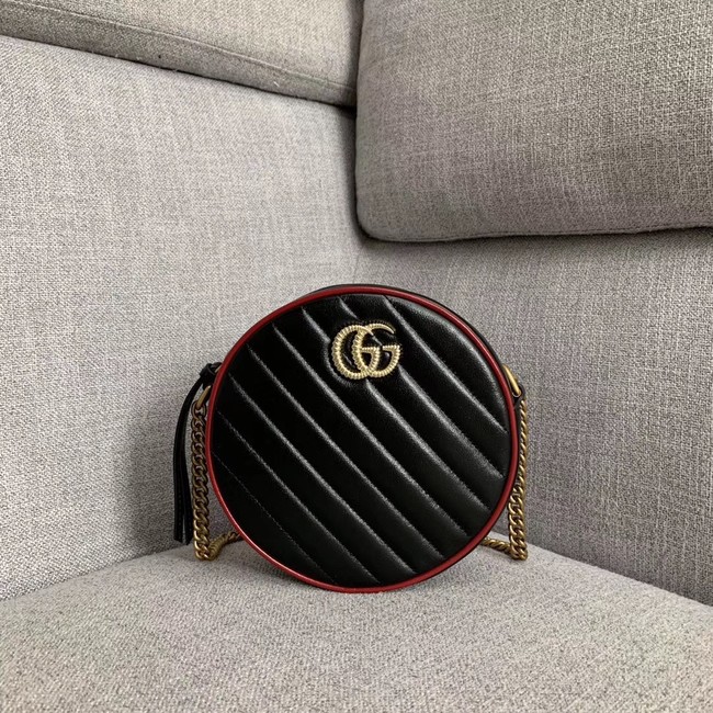 Gucci GG Marmont mini round shoulder bag 550154 black