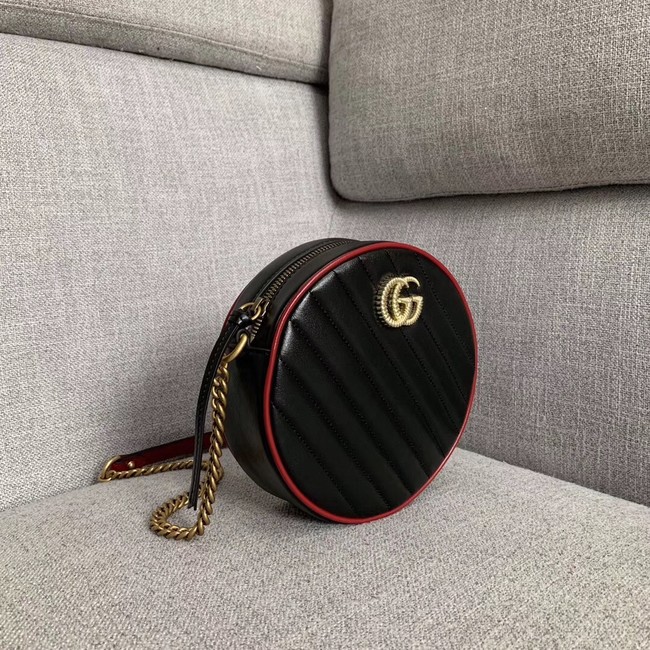 Gucci GG Marmont mini round shoulder bag 550154 black