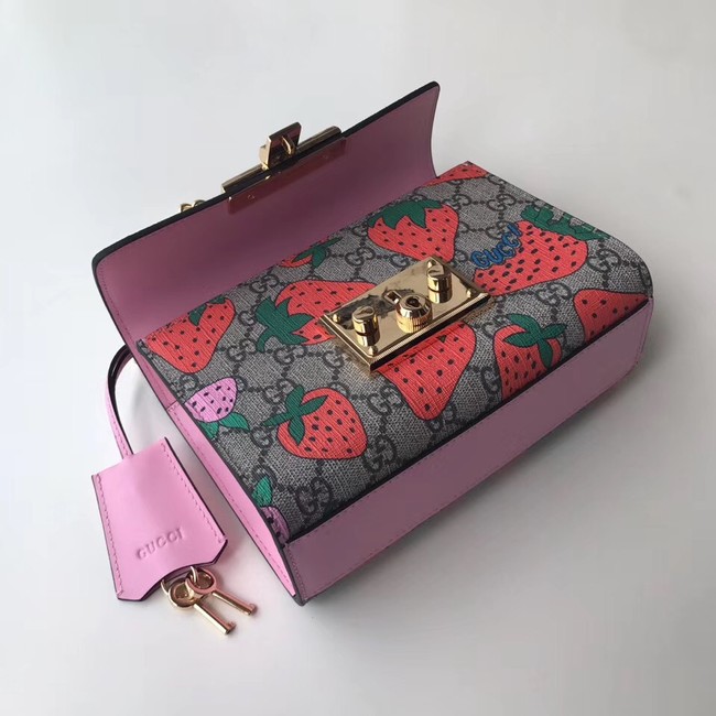 Gucci Padlock GG Strawberry small shoulder bag 409487 Strawberry print