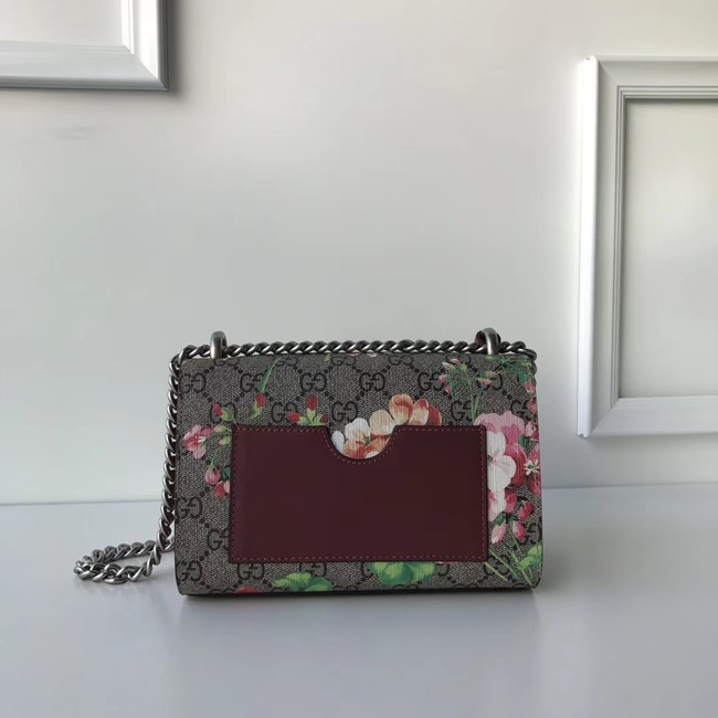 Gucci Padlock GG Supreme Shoulder Bag 409487 Burgundy Blooms