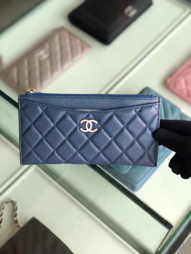 Chanel Calfskin Leather & Gold-Tone Metal A84107 blue