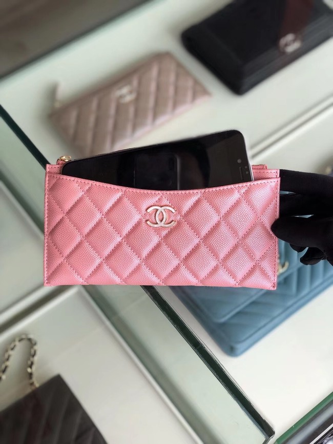 Chanel Calfskin Leather & Gold-Tone Metal A84107 pink