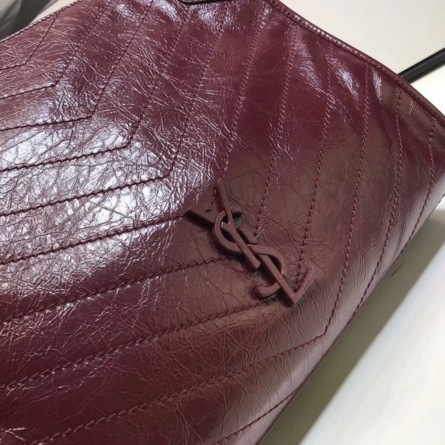 SAINT LAURENT NIKI MEDIUM SHOPPING BAG IN CRINKLED VINTAGE LEATHER 5814 Burgundy