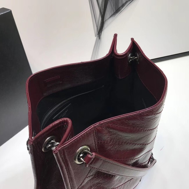 SAINT LAURENT NIKI MEDIUM SHOPPING BAG IN CRINKLED VINTAGE LEATHER 5814 Burgundy