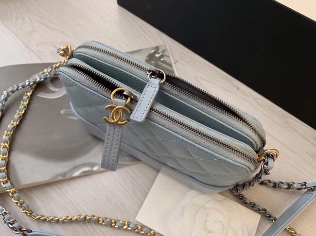 Chanel mini Shoulder Bag Leather B93825 light blue