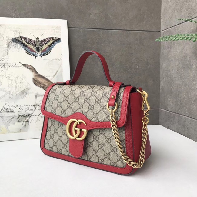 Gucci GG Marmont small top handle bag 498110 red