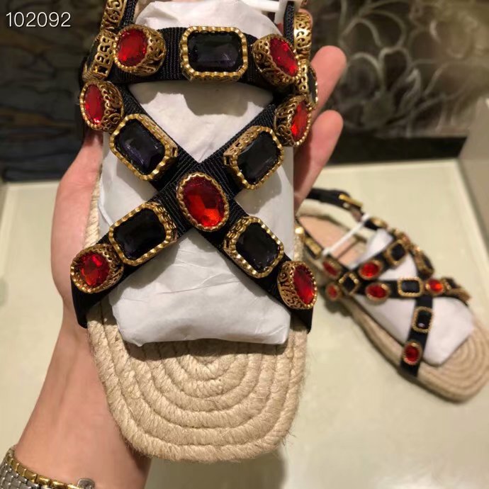 Gucci Grosgrain espadrille sandal with crystals GG1510MHC-1