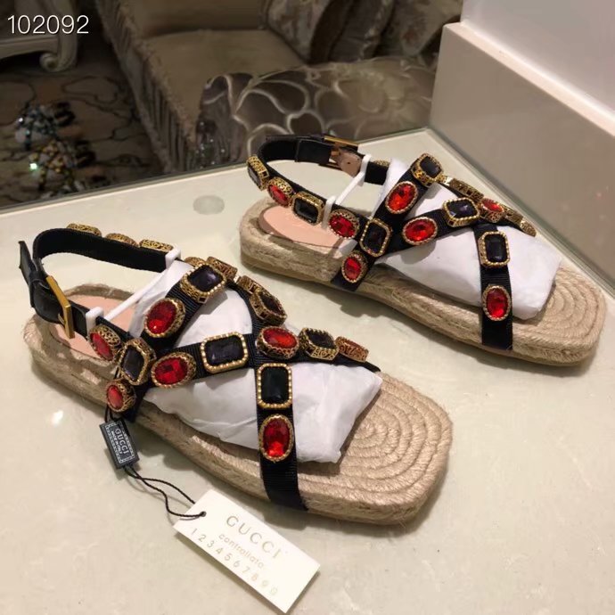 Gucci Grosgrain espadrille sandal with crystals GG1510MHC-1