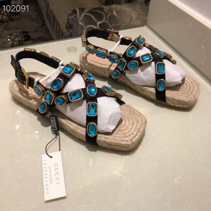 Gucci Grosgrain espadrille sandal with crystals GG1510MHC-2