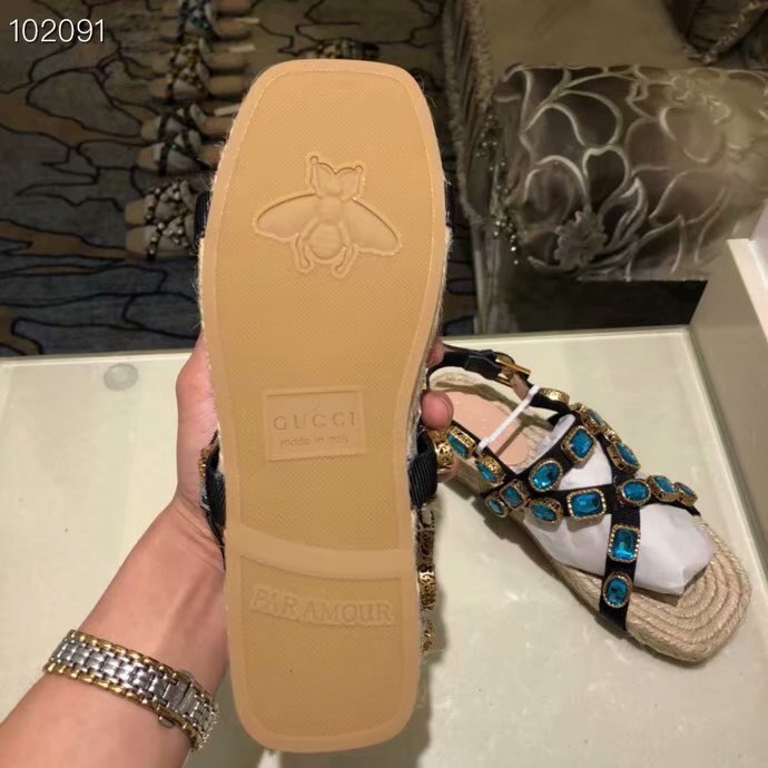 Gucci Grosgrain espadrille sandal with crystals GG1510MHC-2