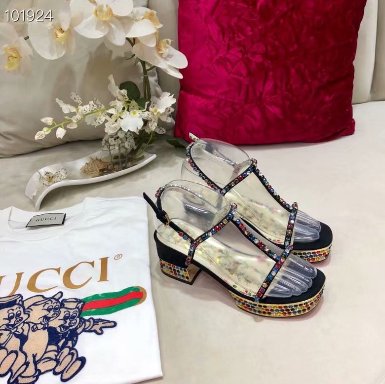 Gucci Grosgrain espadrille sandal with crystals GG1528BL-1