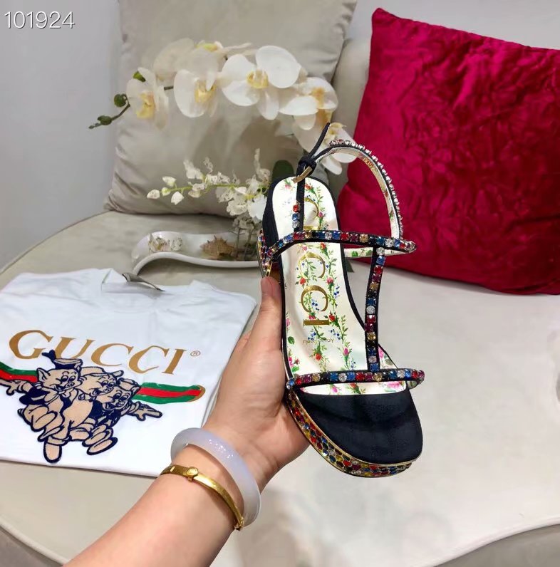 Gucci Grosgrain espadrille sandal with crystals GG1528BL-1