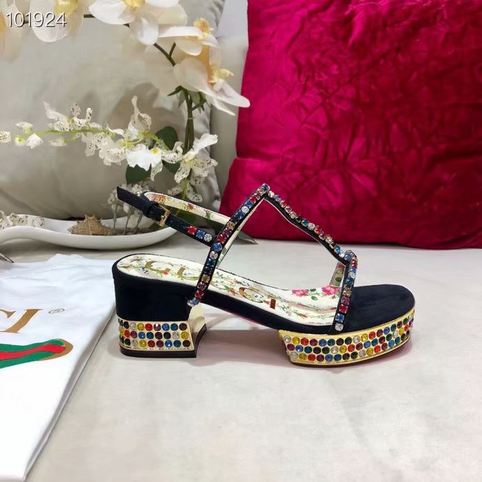 Gucci Grosgrain espadrille sandal with crystals GG1528BL-1