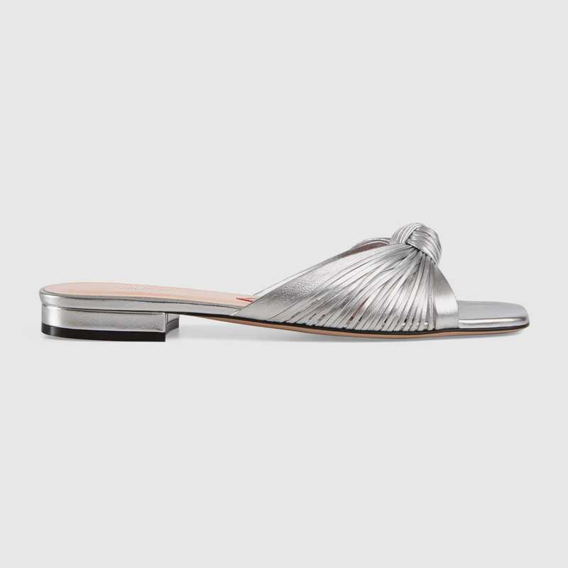 Gucci Metallic leather slide sandal GG1511BL-1