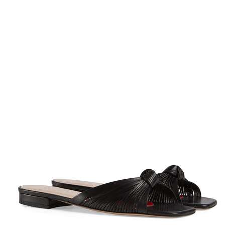 Gucci Metallic leather slide sandal GG1511BL-2