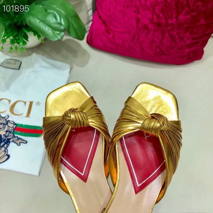 Gucci Metallic leather slide sandal GG1511BL-3