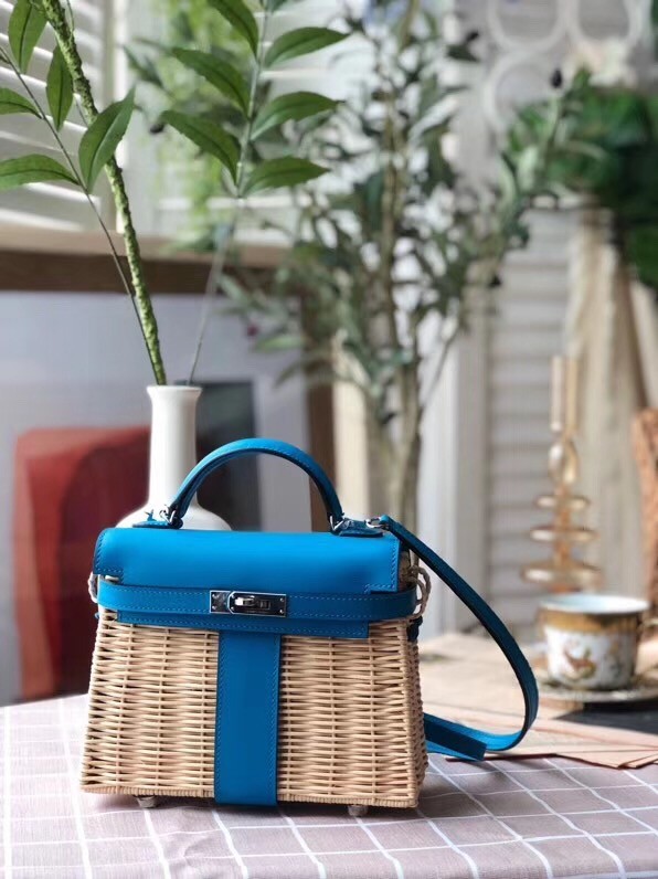 Hermes kelly picnic bag 9810 blue