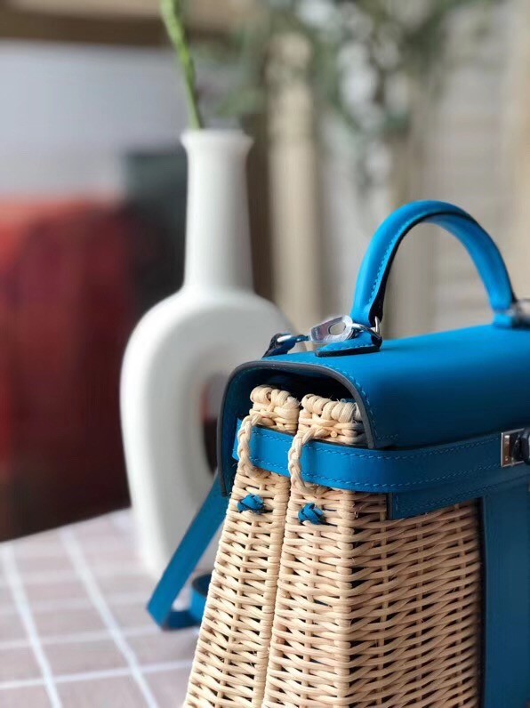 Hermes kelly picnic bag 9810 blue