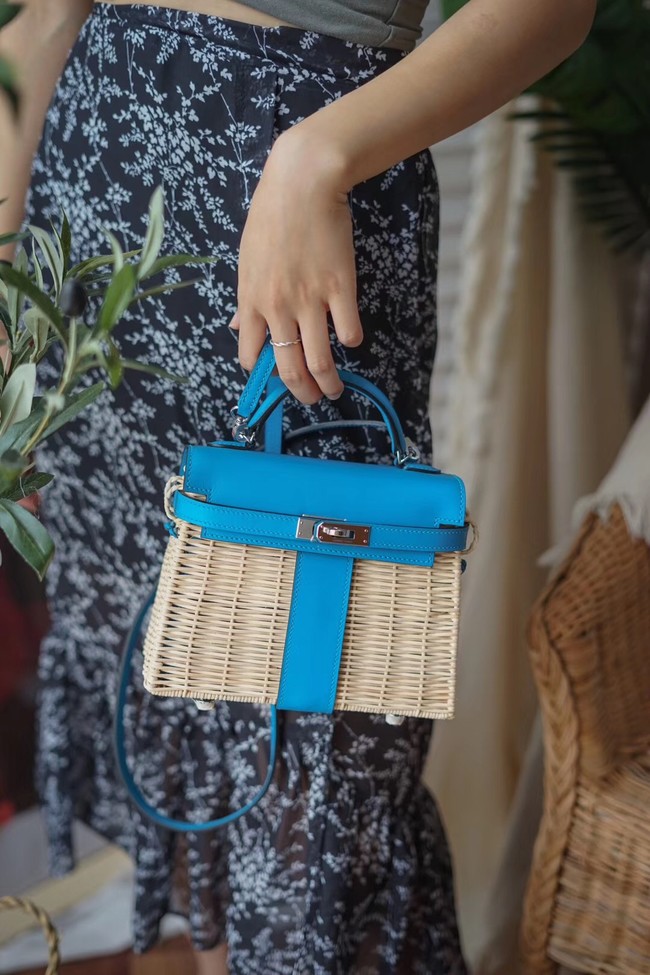 Hermes kelly picnic bag 9810 blue