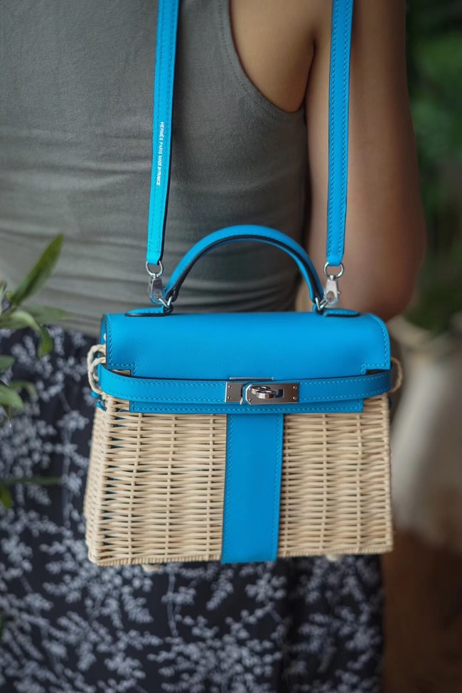 Hermes kelly picnic bag 9810 blue