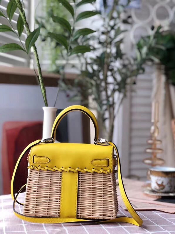 Hermes kelly picnic bag 9810 yellow