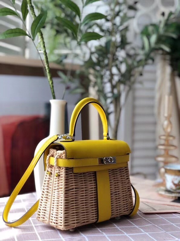 Hermes kelly picnic bag 9810 yellow