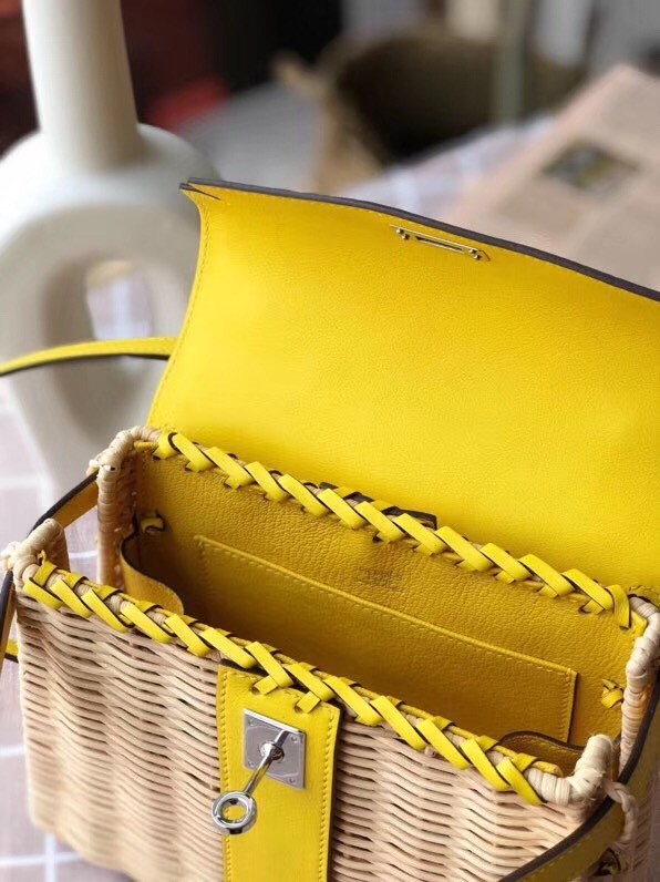 Hermes kelly picnic bag 9810 yellow