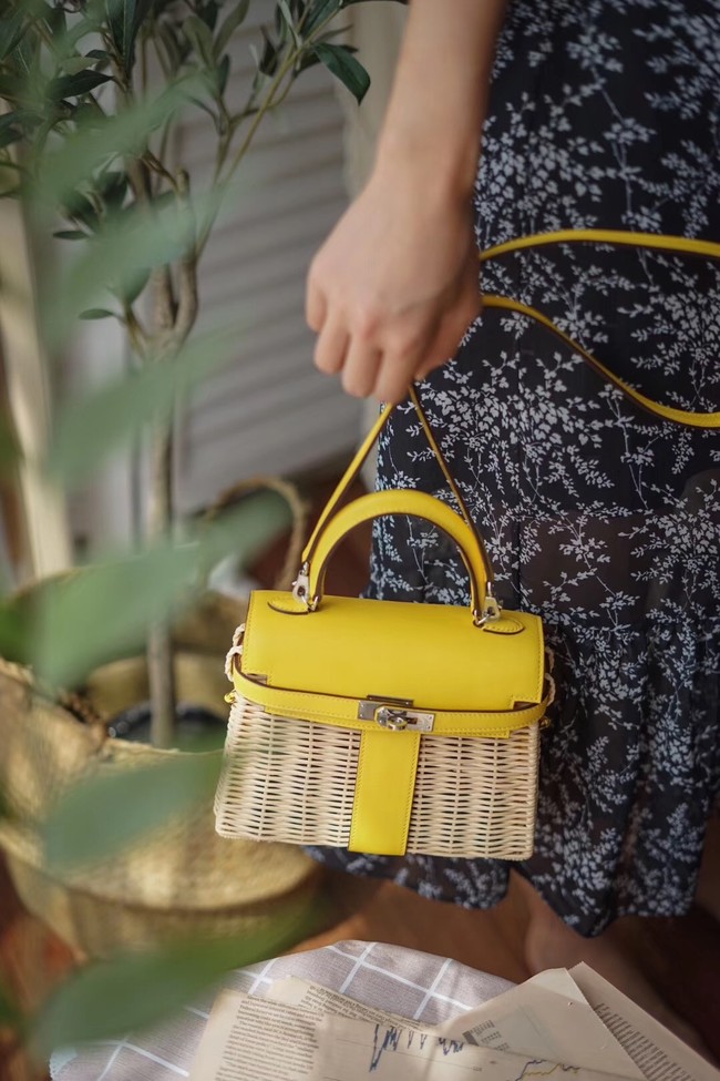 Hermes kelly picnic bag 9810 yellow