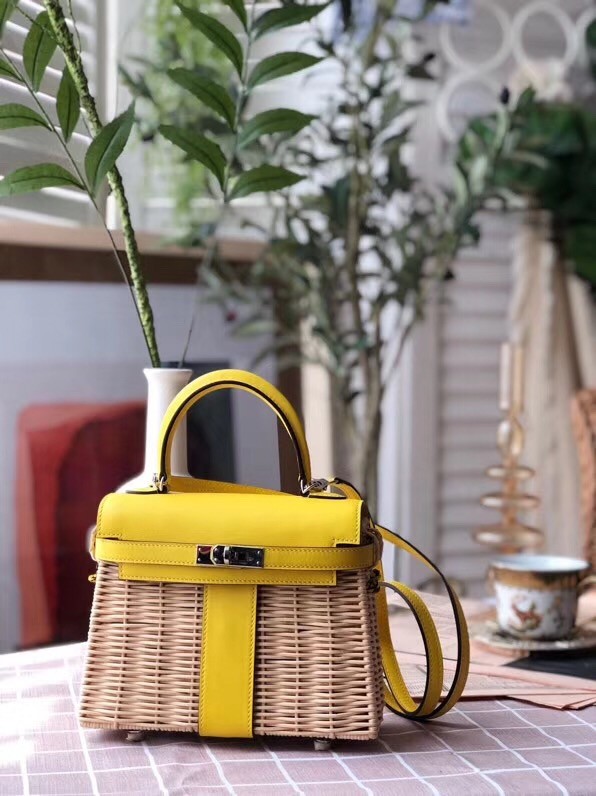 Hermes kelly picnic bag 9810 yellow