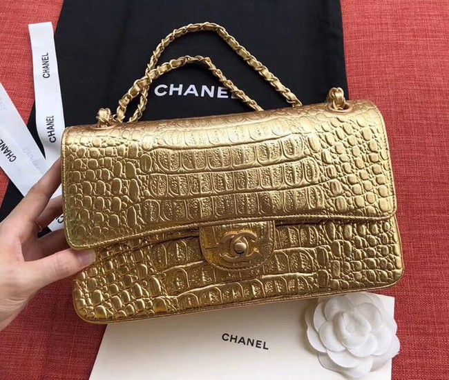 Chanel Classic Handbag Original Alligator & Gold-Tone Metal A01112 gold