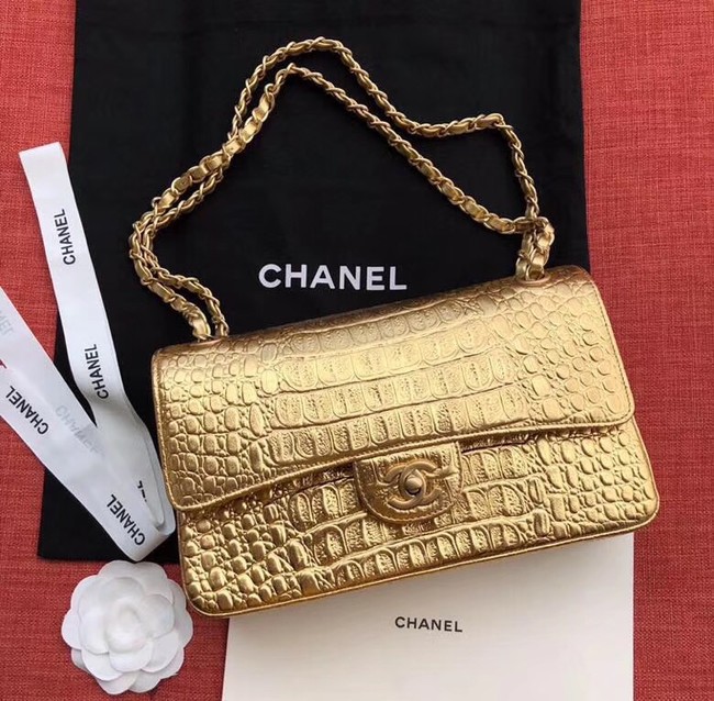 Chanel Classic Handbag Original Alligator & Gold-Tone Metal A01112 gold