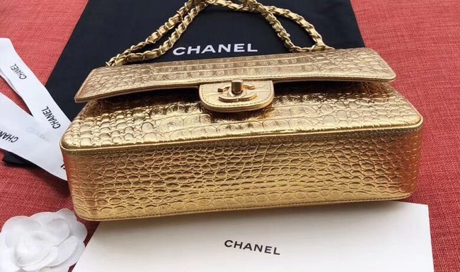 Chanel Classic Handbag Original Alligator & Gold-Tone Metal A01112 gold