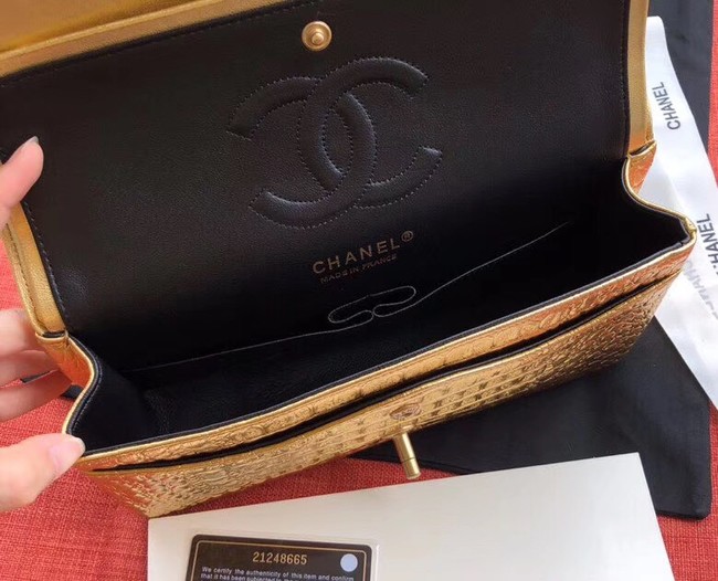 Chanel Classic Handbag Original Alligator & Gold-Tone Metal A01112 gold