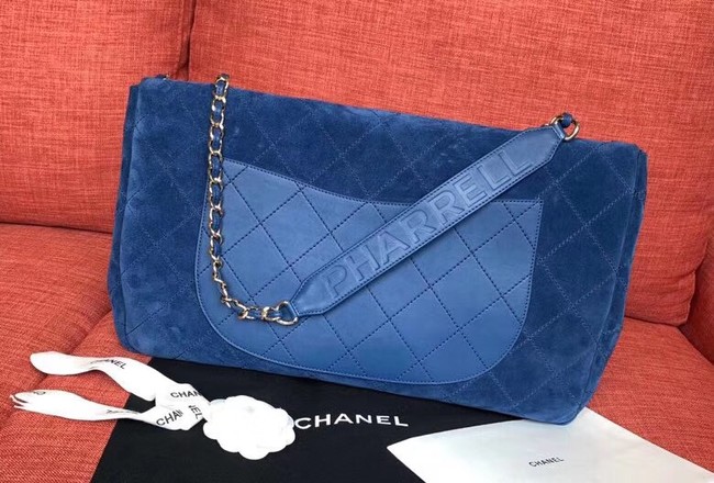 Chanel Flap Shoulder Bags XXL Blue CF1553 Gold